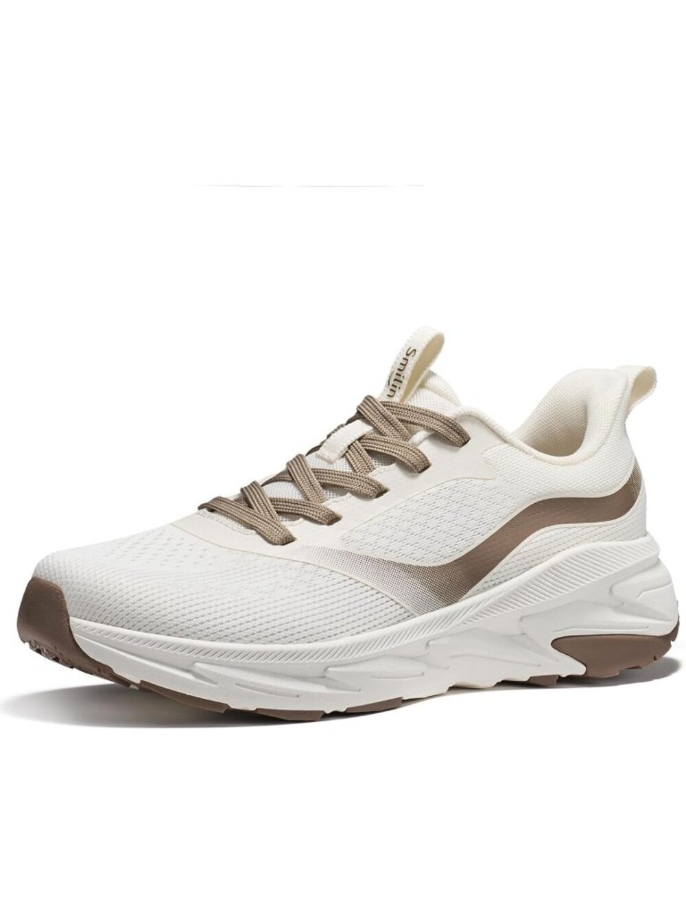 Women's Brown Wide Width Arch Support Cushioned Lace Up Athletic Sneakers